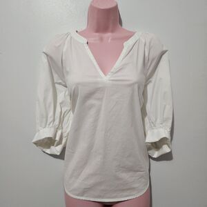 Universal Thread - Blouse 3/4 Sleeve Split Neck - Size M - White - 100% Cotton